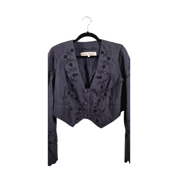 Free People Charcoal Embroidered Blazer - Picture 1 of 4